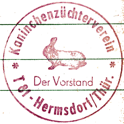 Siegel Kaninchenzüchterverein T81 Hermsdorf um 1955 